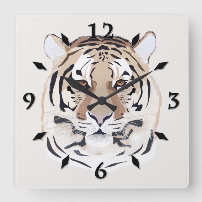 Tiger, tiger ansikte, symbol för 2022 fyrkantig klocka (Framsida)
