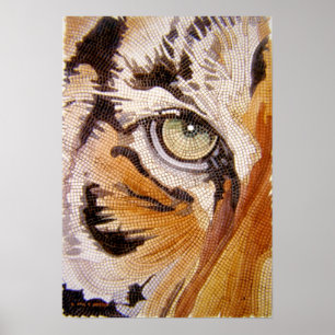 "Tiger Tiles" Tiger Ansikte Mosaic Watercolor Poster