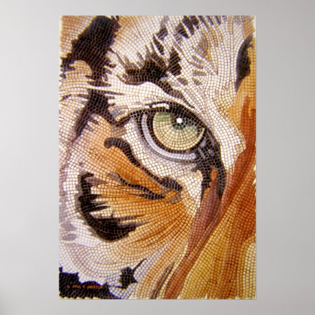 "Tiger Tiles" Tiger Ansikte Mosaic Watercolor Poster (Framsidan)