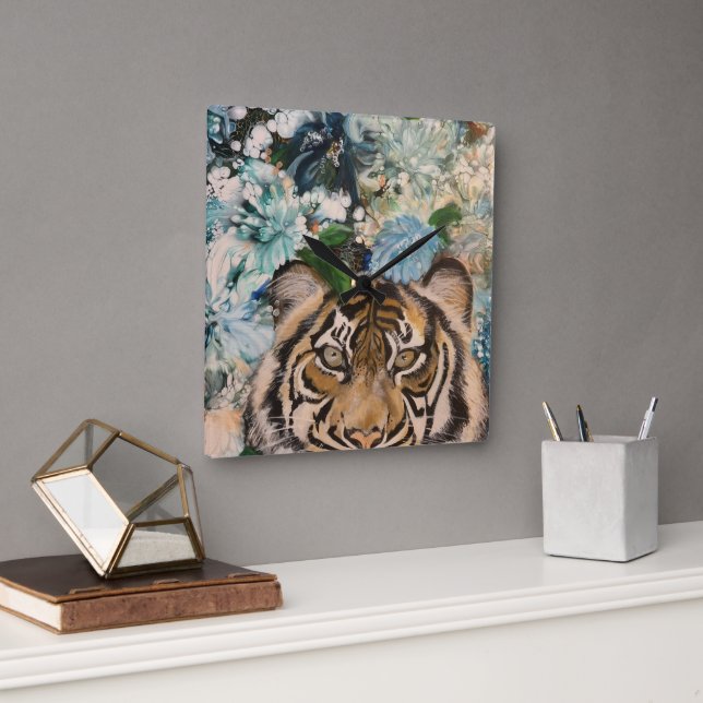 Tiger Time Fyrkantig Klocka (Kontor)