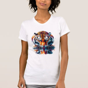 Tiger tittar på reflektion i vatten t shirt