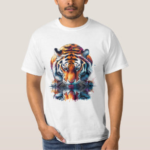 Tiger tittar på reflektion i vatten t shirt