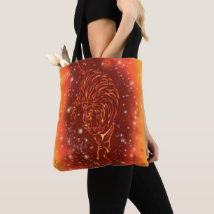 Tiger Tote Bag som går vid Galaxy Starry Natt Tygkasse
