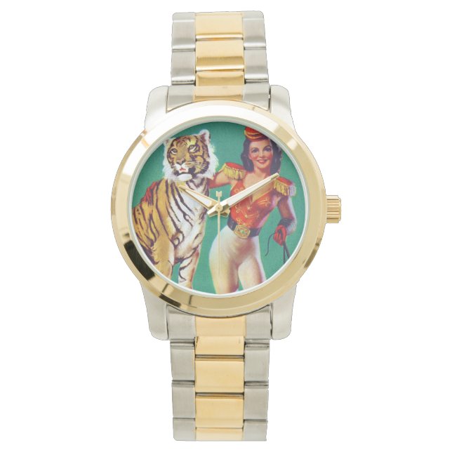 Tiger Trainer Pin-Up Girl Armbandsur (Framsida)