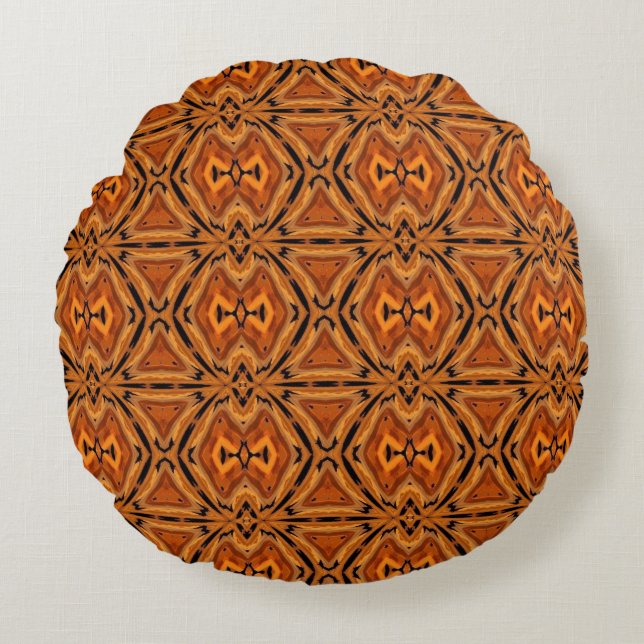 Tiger Tribal Modern Abstrakt Geometric Rund Kudde (Framsidan)