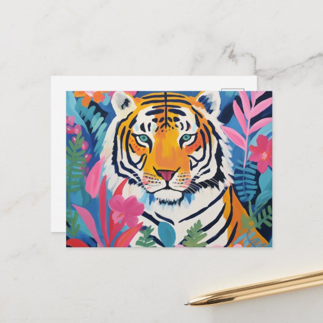 Tiger Tropical Vykort (Fram/Back In Situ)