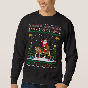 Tiger Ugly Julafton Funny Santa Riding Tiger jul Lång Ärmad Tröja