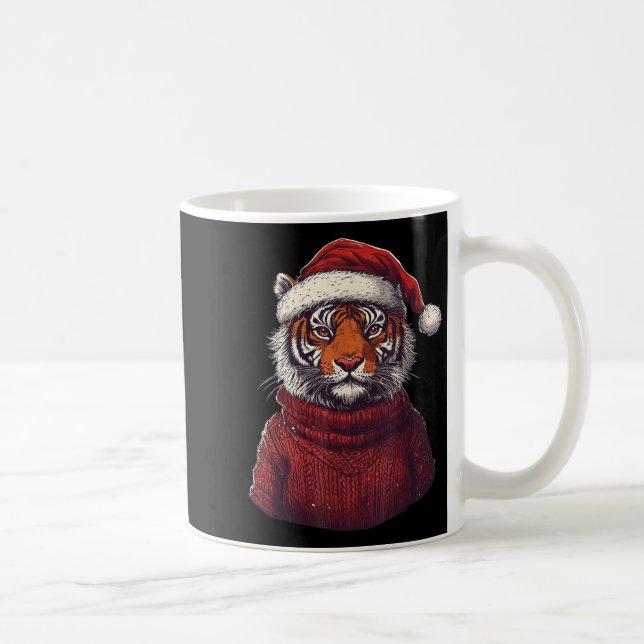 Tiger Ugly Sweater Santa Hat jul Kaffemugg (Höger)
