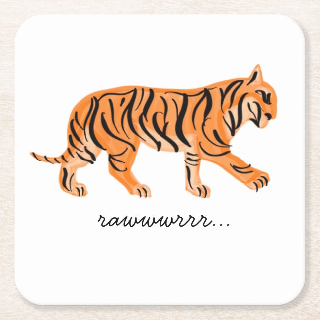 Tiger Underlägg Papper Kvadrat (Framsidan)