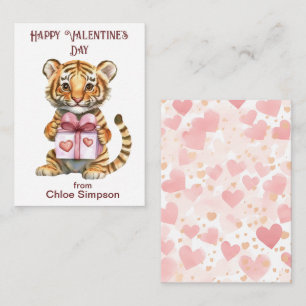 Tiger Unge Barn Valentine Classroom Party Anteckningskort