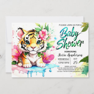 Tiger Unge Flicka Shower Inbjudningar