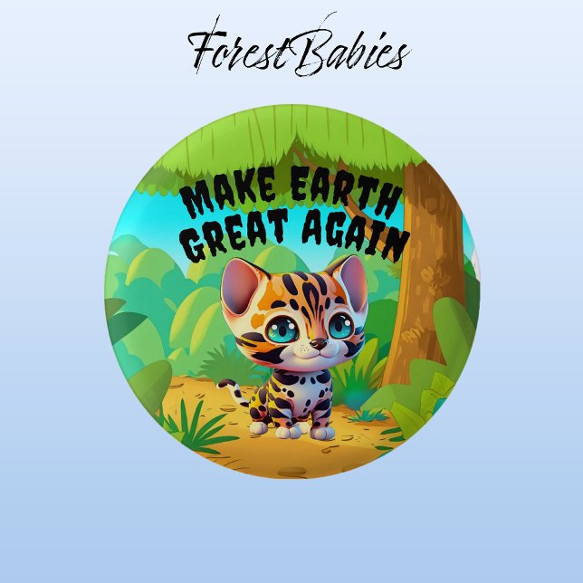 Tiger Unge, gör jorden Underbar igen, Miljö Knapp (Tiger 🐯 ForestBabies Button)