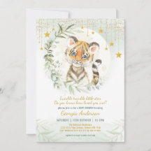 Tiger Unge Greenery Måne Twinkle Stars Baby Shower