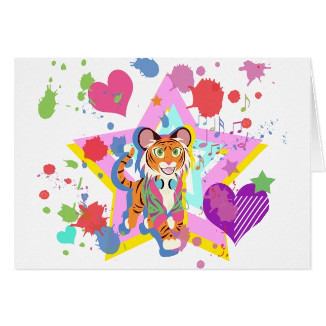 Tiger Unge Hälsningskort (Framsidan Horizontal)