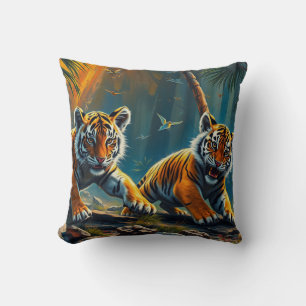 Tiger Unge i Magic Jungle Kudde
