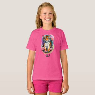 Tiger Unge med blommor T Shirt