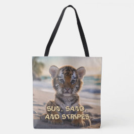 Tiger Unge "SOL, SAND, OCH RAND" Beach Tote Tygkasse