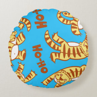 Tiger Unge Tecknad: Lustigt sömlöst. Rund Kudde