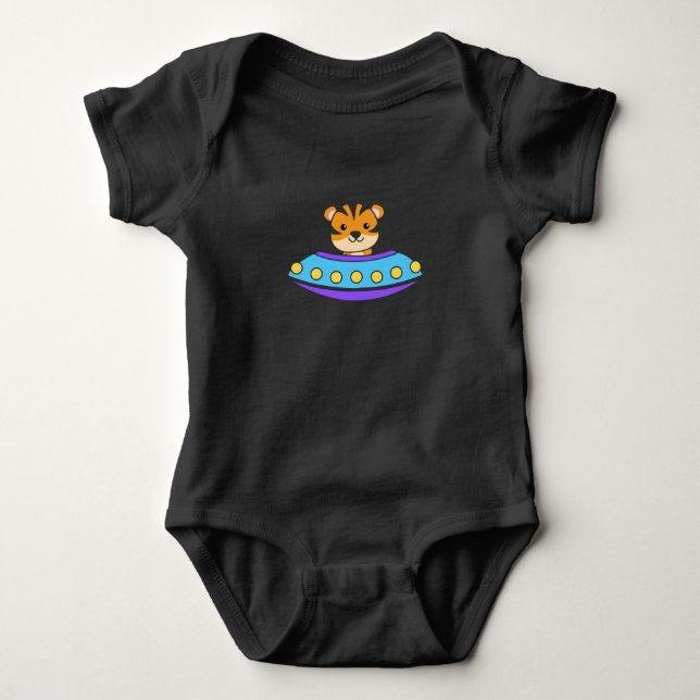 Tiger Universe UFO i Space Spacesship T Shirt (Framsida)