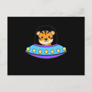 Tiger Universe UFO i Space Spacesship Vykort