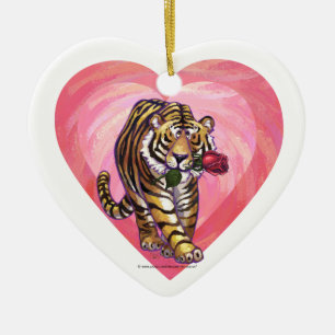 Tiger Valentindagen Julgransprydnad Keramik