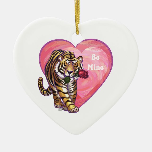 Tiger Valentindagen Julgransprydnad Keramik (Framsidan)