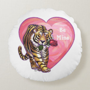 Tiger Valentindagen Rund Kudde
