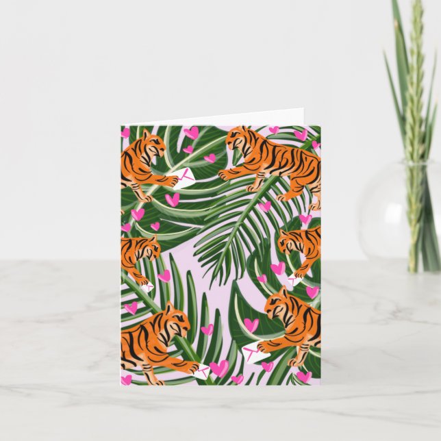Tiger Valentine Notecard Tack Kort (Framsida)