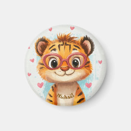Tiger Valentine's Day Heart Badge Kids School  Magnet