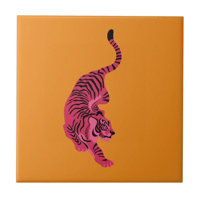 Tiger - Vibrant Pink Kakelplatta (Framsidan)