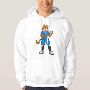 Tiger vid Baseball med baskiska handskar och kap Hoodie