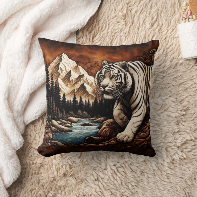Tiger vid floden i bergscen kudde (Filt)
