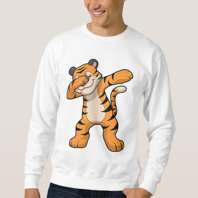 Tiger vid Hip hop Dance Dab Lång Ärmad Tröja (Framsida)