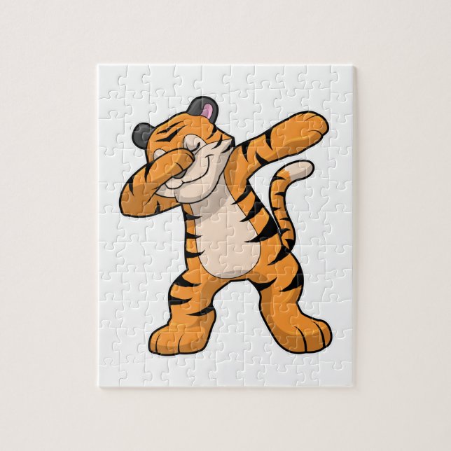 Tiger vid Hip hop Dance Dab Pussel (Vertikal)