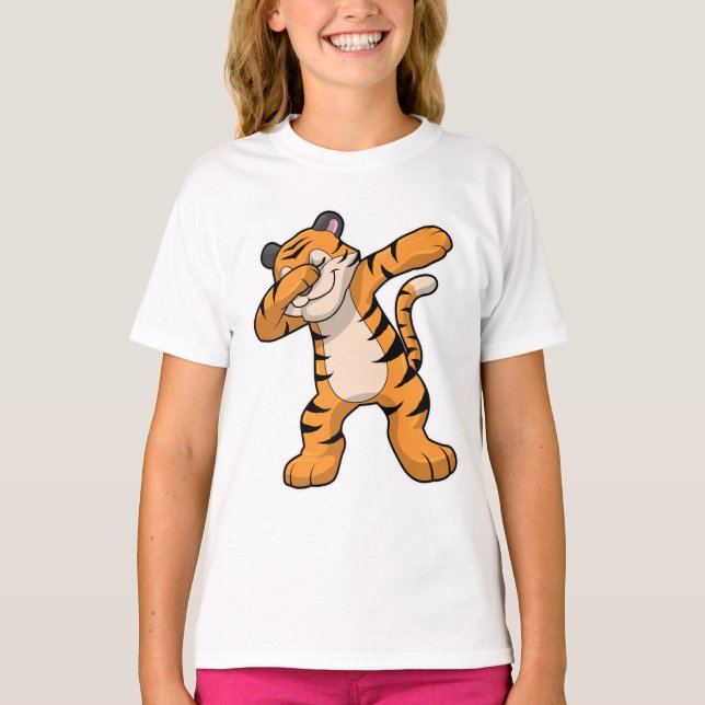 Tiger vid Hip hop Dance Dab T Shirt (Framsida)