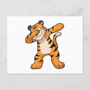 Tiger vid Hip Hop Dance Dab Vykort