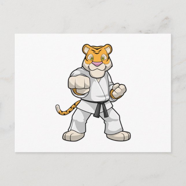 Tiger vid kampsport Karate Vykort (Framsida)