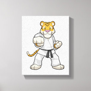 Tiger vid martialkonsten Karate Canvastryck