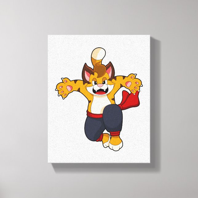 Tiger vid martialkonsten Karate Canvastryck (Framsida)