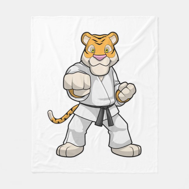 Tiger vid martialkonsten Karate Fleecefilt (Framsidan)