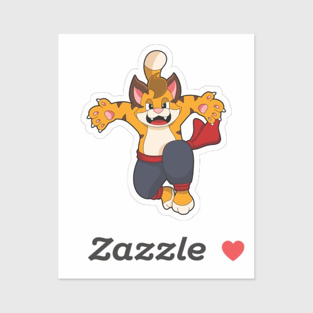 Tiger vid martialkonsten Karate Klistermärken (Ark)