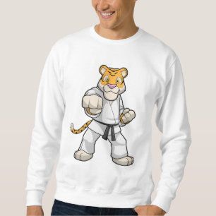 Tiger vid martialkonsten Karate Lång Ärmad Tröja