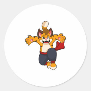 Tiger vid martialkonsten Karate Runt Klistermärke