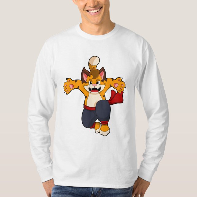 Tiger vid martialkonsten Karate T Shirt (Framsida)