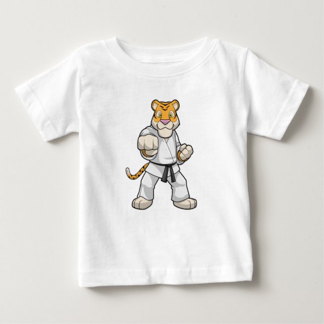 Tiger vid martialkonsten Karate T Shirt (Framsida)