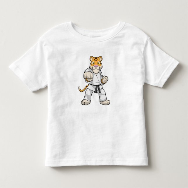 Tiger vid martialkonsten Karate T Shirt (Framsida)