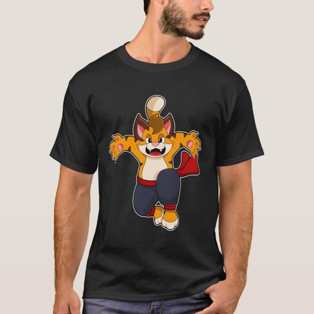 Tiger vid martialkonsten Karate T Shirt (Framsida)
