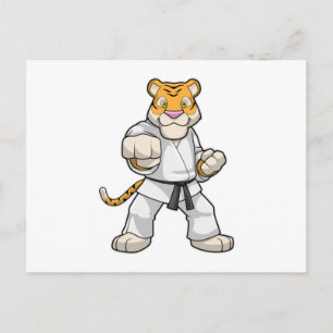 Tiger vid martialkonsten Karate Vykort