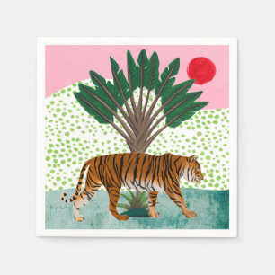 Tiger vid solnedgång pappersservett