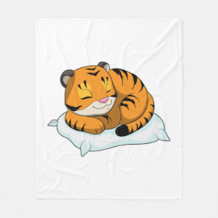 Tiger vid sömnad med Pillow Fleecefilt
